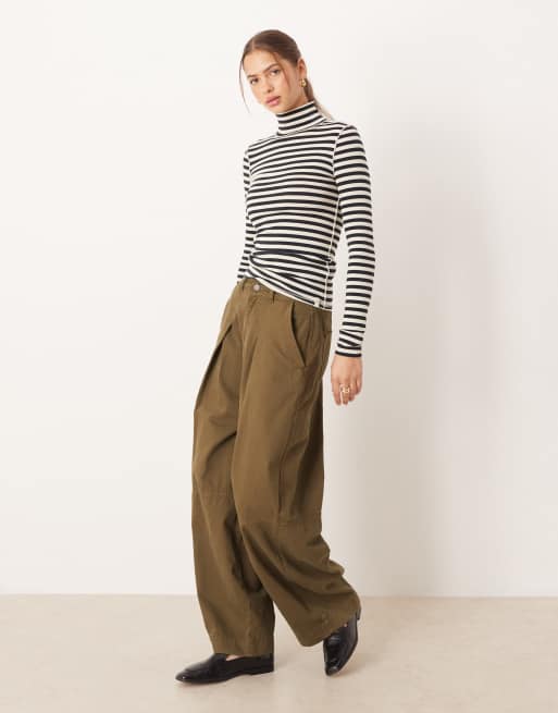 Free People Good Good high turtleneck long sleeve top in black stripe, 4 of 4