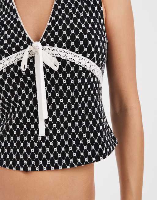 Free People – Good Graces – Svart, prickig topp med v-ringning, 3 av 4