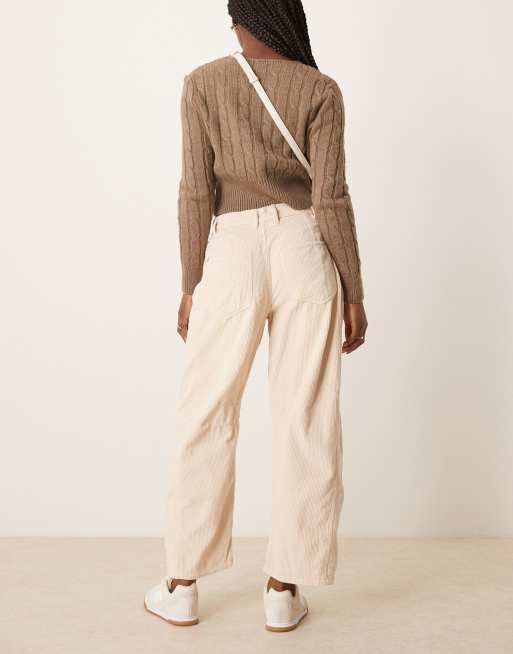 Free People Good Luck barrel leg cord jeans in light gray, 2 of 5