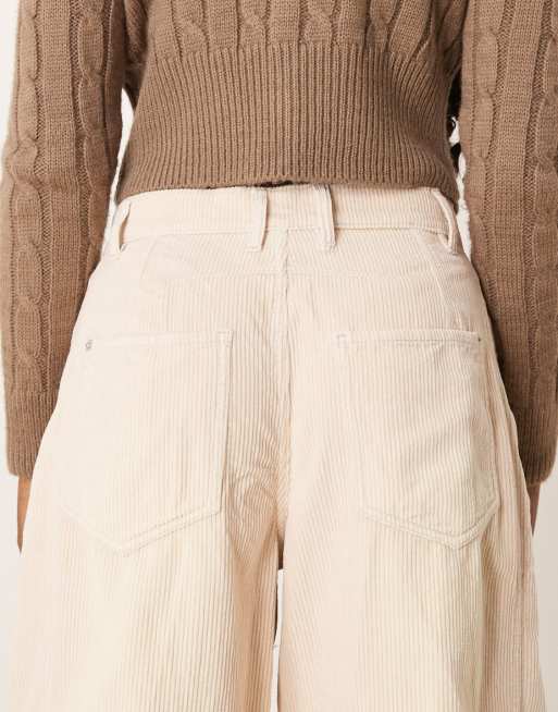 Free People Good Luck barrel leg cord jeans in light gray, 5 of 5