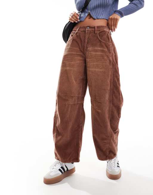 Free People good luck barrel leg cord jeans in washed tan, 2 of 5