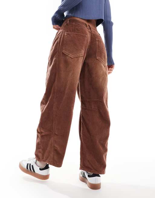 Free People good luck barrel leg cord jeans in washed tan, 3 of 5