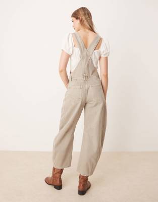 FREE PEOPLE GOOD LUCK BARREL LEG DENIM OVERALLS 