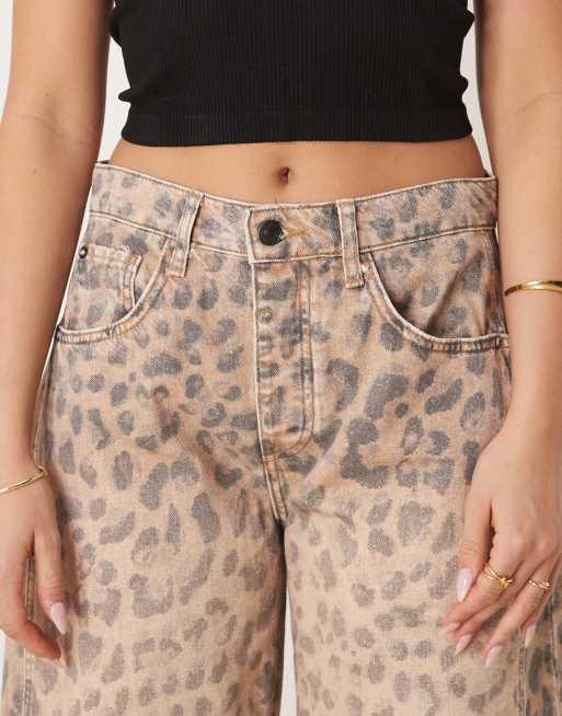 Free People good luck barrel leg leopard print jean in natural, 5 of 5