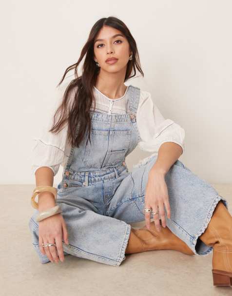 Free People - Good Luck - Blå overalls i denim - view 1