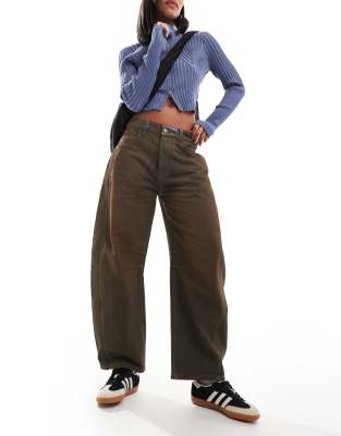 Free People Free People good luck coated barrel leg jeans in brown