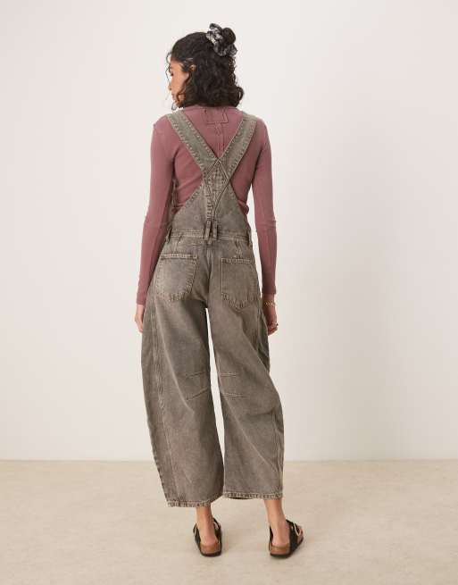 Free People Good Luck denim overalls in archive grey, 4 of 4