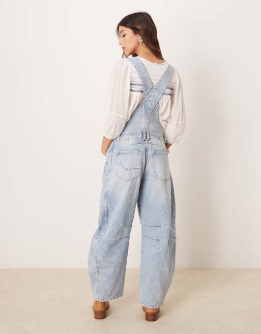 Free People Good Luck denim overalls in going steady blue, 4 of 4