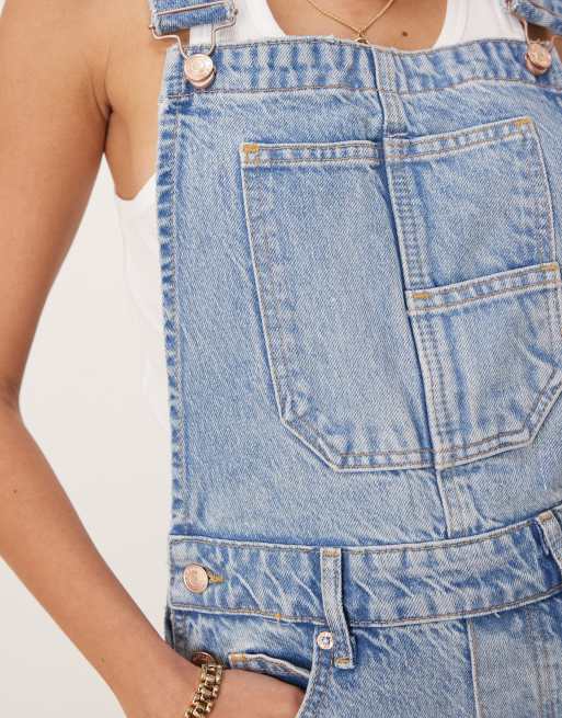 Free People Good Luck denim overalls in ultra light beam, 3 of 4