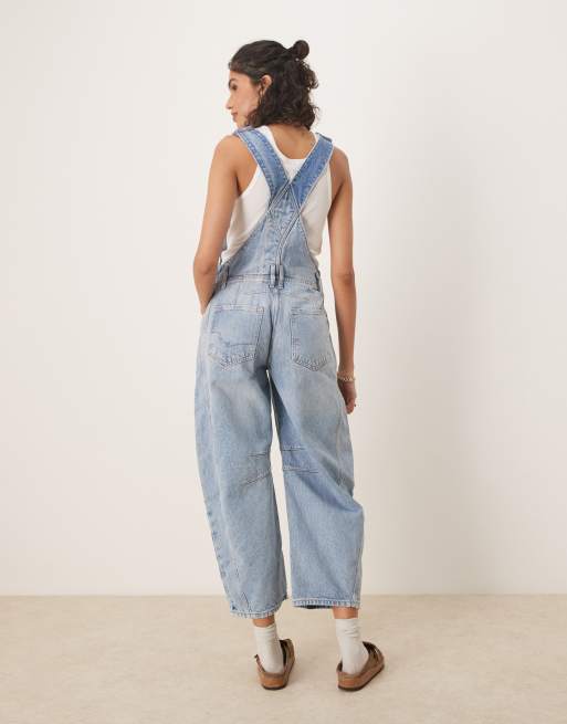 Free People Good Luck denim overalls in ultra light beam, 4 of 4
