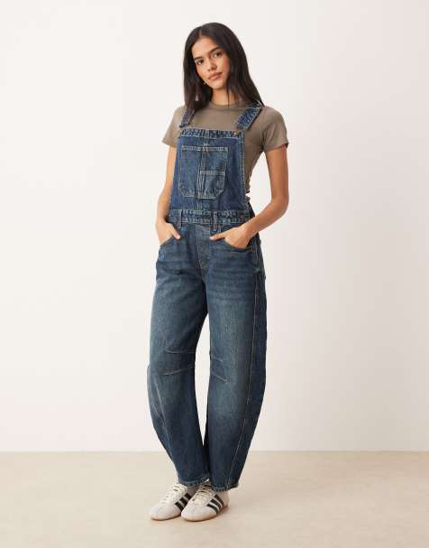 Free People good luck dungarees in blue green - view 1