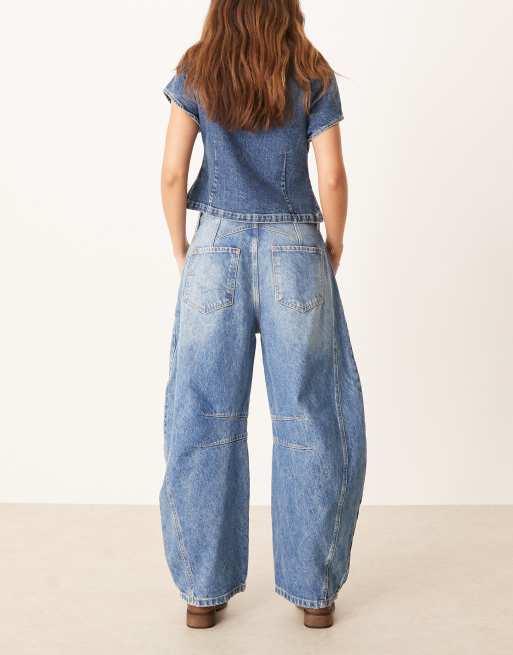 Free People - Good Luck - Jean bouffant à taille mi-haute - Bleu, 3 de 5