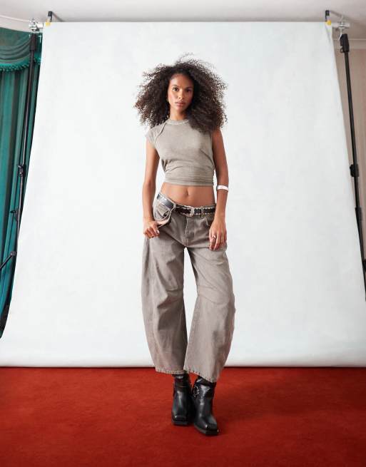 Free People - Good Luck - Jean coupe ample à taille mi-haute - Gris faucon, 2 de 5