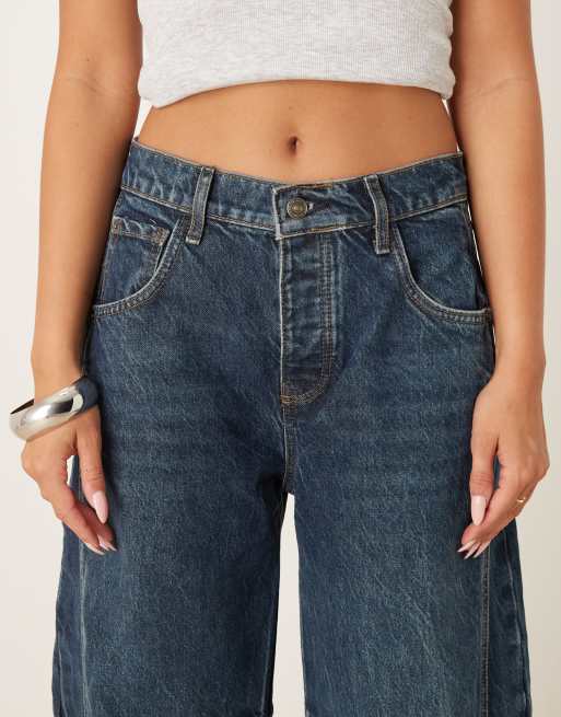 Free People - Good Luck - Jean large à taille mi-haute - Bleu foncé, 5 de 5