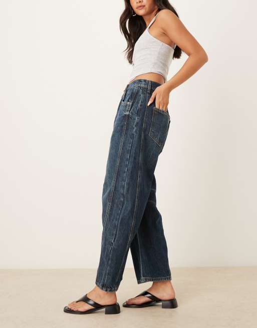 Free People - Good Luck - Jeans a cilindro a vita medio alta blu Deep End, 3 di 5