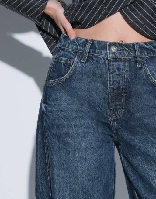 Free People good luck mid rise barrel in deep end blue, 4 of 5