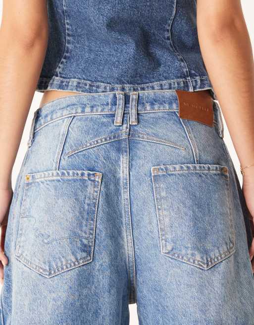 Free People Good Luck mid rise barrel jeans in blue, 4 of 5