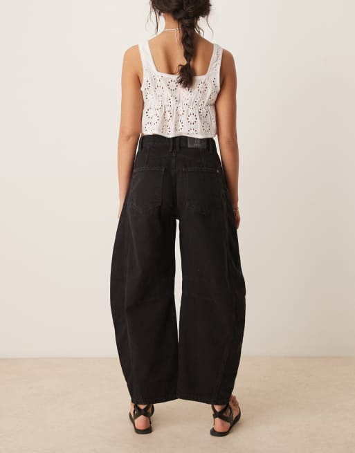 Free People Good luck mid rise barrel jeans in soundwave black, 2 of 5