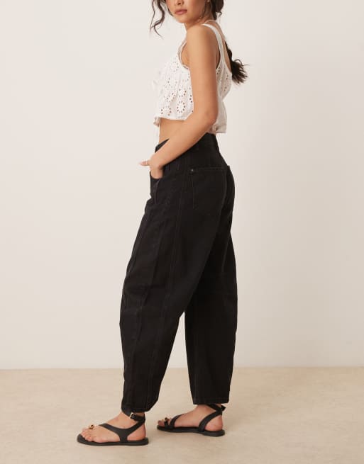Free People Good luck mid rise barrel jeans in soundwave black, 3 of 5