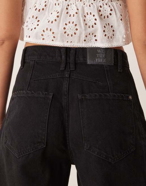 Free People Good luck mid rise barrel jeans in soundwave black, 4 of 5