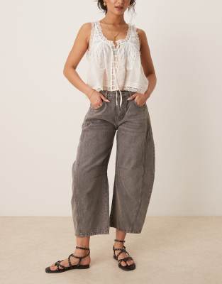 Free People Good Luck Mid Rise Barrel Leg Jeans