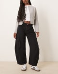 [Free People] Free People Good Luck mid rise barrel leg jeans in black W30 BLACK