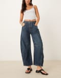 [Free People] Free People good luck mid rise barrel leg jeans in deep end blue W26 Deep End