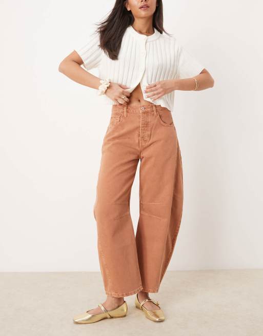 Free People good luck mid rise barrel leg jeans in ginger