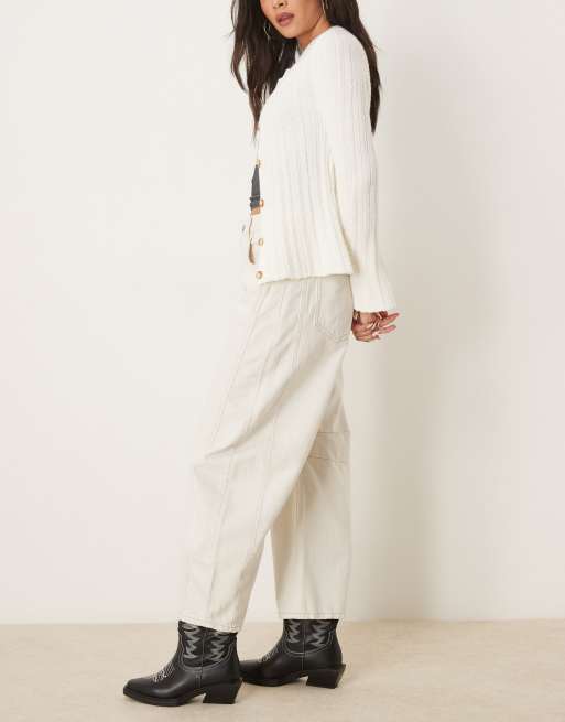 Free People good luck mid rise barrel leg jeans in ivory, 3 of 5