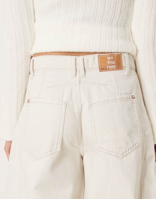 Free People good luck mid rise barrel leg jeans in ivory, 4 of 5