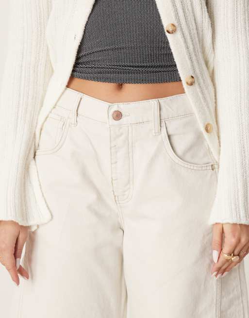 Free People good luck mid rise barrel leg jeans in ivory, 5 of 5
