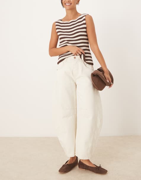 Free People good luck mid rise barrel leg jeans in milk - view 1