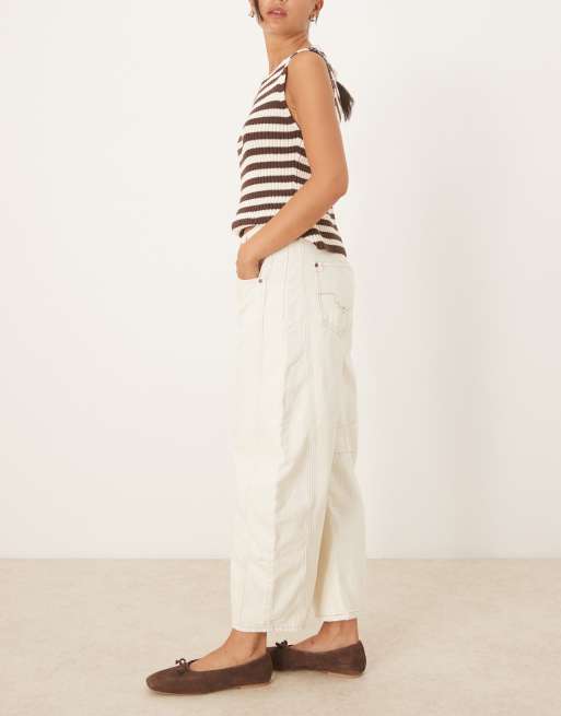 Free People good luck mid rise barrel leg jeans in milk, 2 of 5