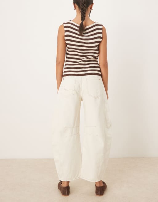 Free People good luck mid rise barrel leg jeans in milk, 3 of 5