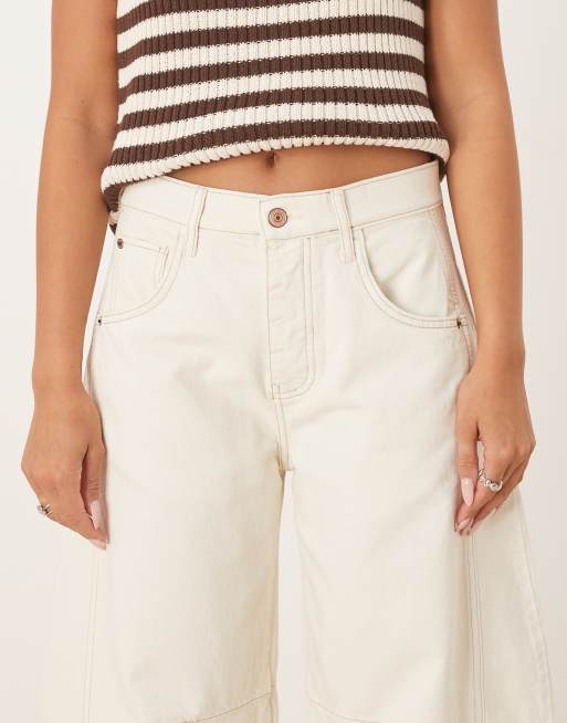 Free People good luck mid rise barrel leg jeans in milk, 4 of 5