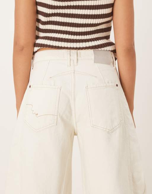 Free People good luck mid rise barrel leg jeans in milk, 5 of 5