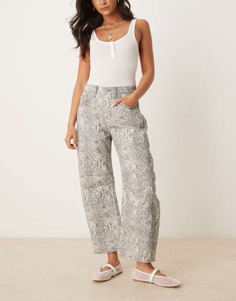 Free People Good Luck printed barrel jeans in snake combo - view 1
