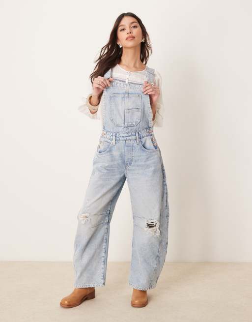 Free People - Good Luck - Salopette blu in denim, 2 di 4