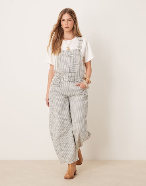 Free People - Good Luck - Salopette multicolore in denim a righe