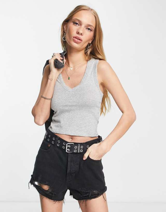 Free People Hailey Baby jersey tank top in gray