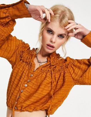 Free People Hailey button down blouse in rust