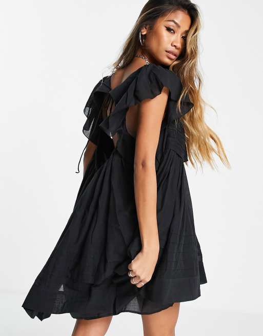 Free People – Hailey – Czarna luźna sukienka mini