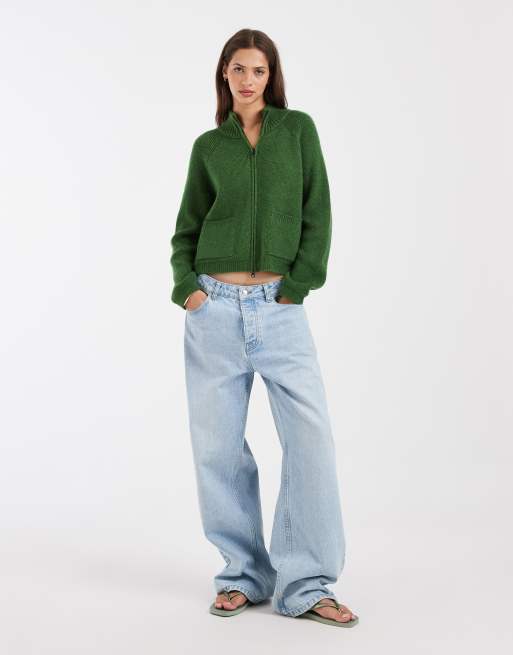 Free People halfziptrui in donkergroen, 2 van 4