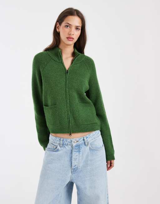 Free People halfziptrui in donkergroen, 3 van 4
