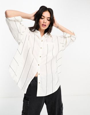 Free People Happy Hour striped shirt in ivory - ASOS Price Checker