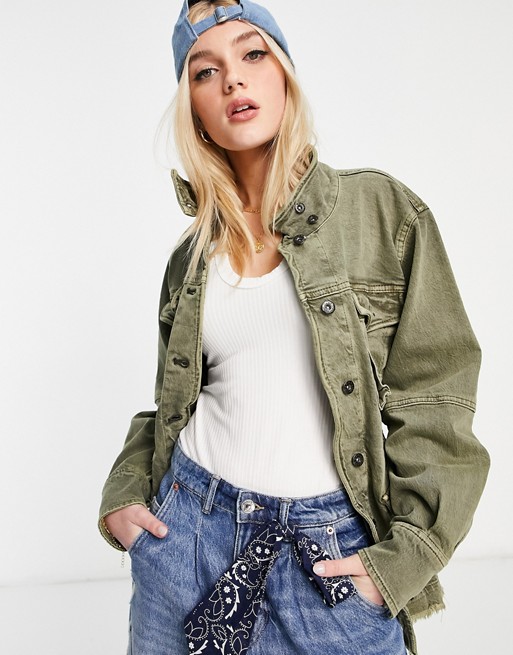 Free People Harley Military shirt in green