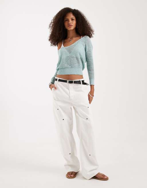 Free People - Havfrueblå pullover i blødt og fint materiale, 2 af 4