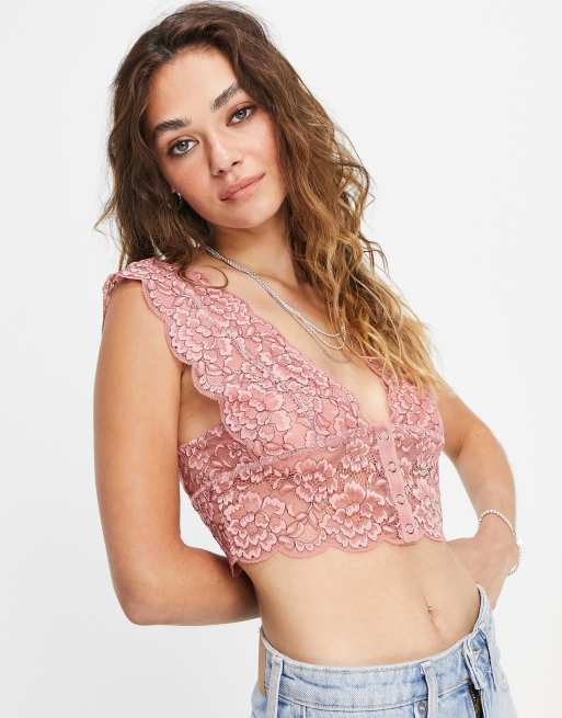 Free People heartbreaker brami lace popper front plunge bralet