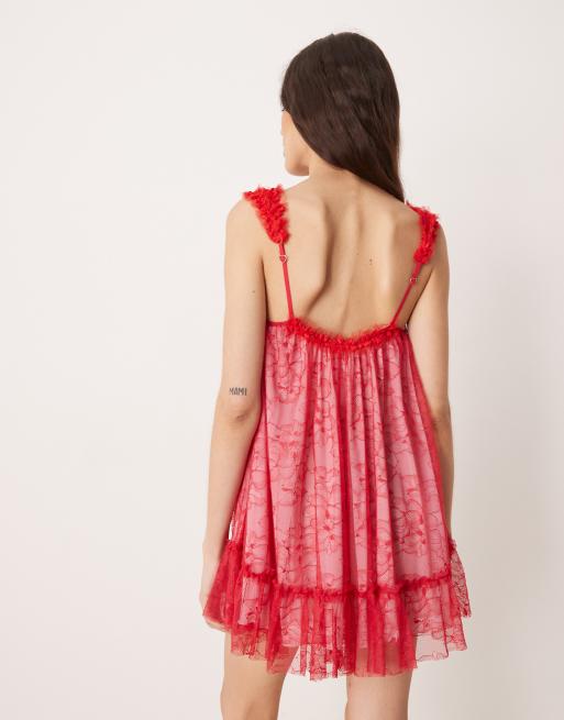 lace frill mini dress Lace Ruffle Mini Dress
