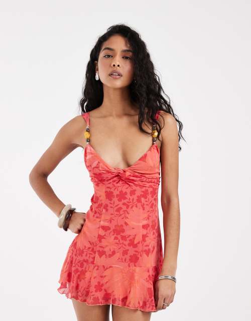 Free People Heat of the Moment floral mini dress in tart berry combo